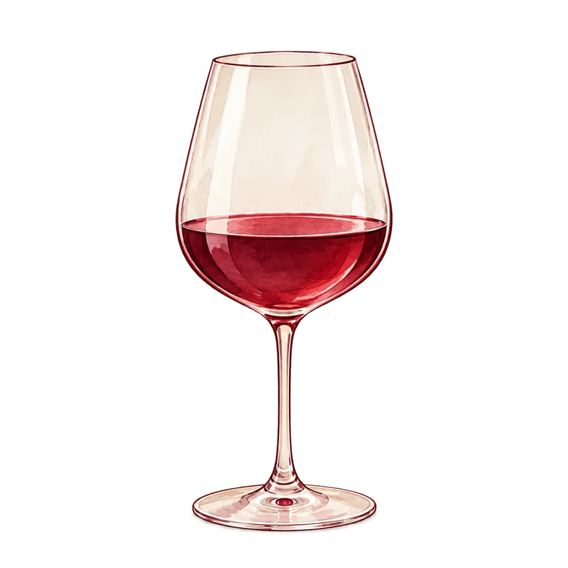 Ett glas rött vin att undersöka med en liten klunk.